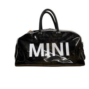 MINI Cooper Large Black Patent Duffel Weekender Bag Like New